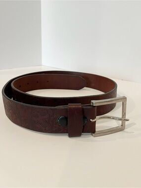 OK Boot Corral Skulls Leather Belt Style 532 Size 38 Brown Canadian Made